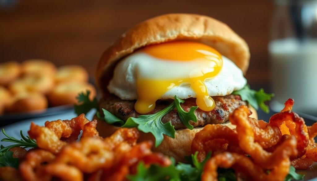 brunch burger with egg