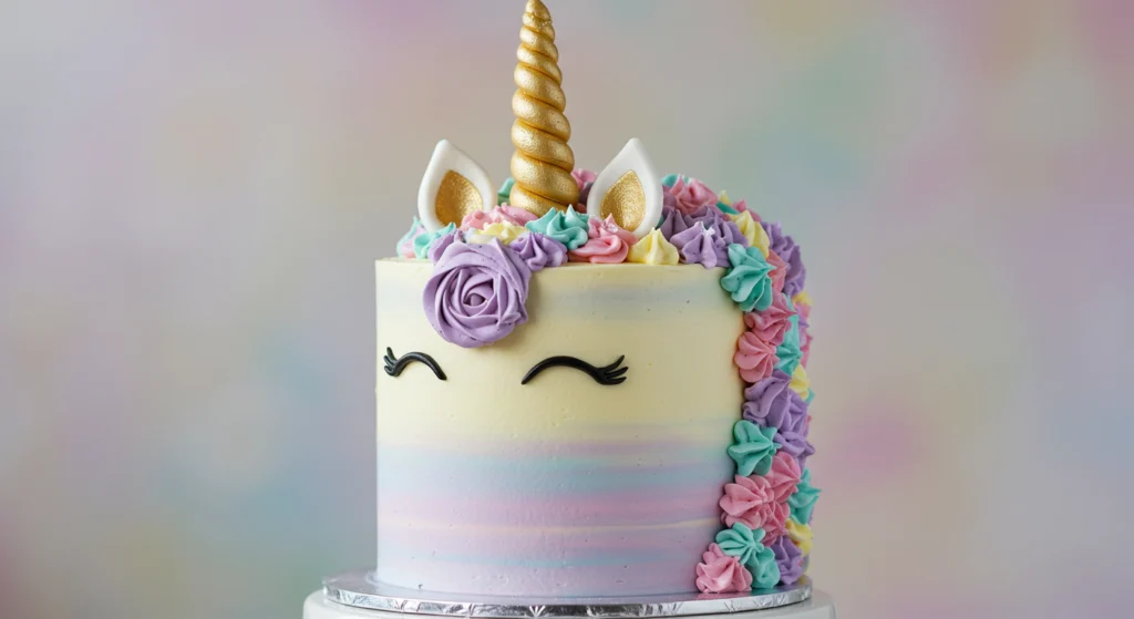 Whimsical Unicorn Cake with Pastel Buttercream Mane